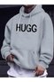 Men's Hugg Text Printed Hooded Sweatshirt