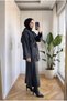 Women's Herringbone Patterned Leather Belted Pocketed Cashmere Jacket - 2
