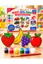 Wooden Painting Set Fruits 10 Pieces Mdf Figures Acrylic Paint Brush and Tape Ages 3+ - 4