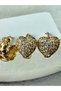 Zircon Stone Set 6-Piece Heart Gold Earrings - 4
