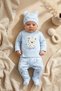 3-Piece Baby Set - Ecru Bottom and Top Hat Set with Cotton Skater Bear Figure - 3