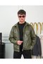 Regular Fit Shiny Leather Jacket with Zipper Detail on Sleeves - 7