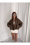 Checked Double-Breasted Collar Buttoned Bomber Jacket