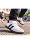 Unisex White Black Thermo Sole Side Striped Velcro-Lace Children's Sports Shoes