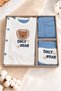 Baby Boy Boxed Premium 5-Piece Hospital Discharge Set with Teddy Bear, Cotton Newborn Gift - 3