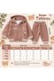 Boys' Hooded Zippered 2-Piece Tracksuit Set Striped Ribbed Cardigan and Pants 1-2-3-4 Years Old - 4