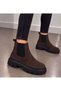 Men's Brown Suede Thick Light Sole Casual Chelsea Boots with Elastic on Both Sides 1810