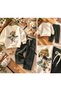 Girl's Appliqued Beanie Detail Accessory Printed Sweatshirt and Sweatpants Top and Bottom Set - Shiny - 3