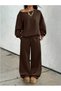 Bitter Brown Puff Fabric Pintrst. Trends Women's Top and Bottom Set - Do987655 - 4
