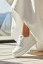 White Bridal Sneakers Comfortable Stylish Satin Lace-Up Heart Detailed Bridal Evening Dress Shoes - 3