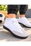 Unisex White White Thermo Sole Side Striped Velcro Laced Children's Sports Shoes - 4
