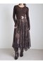 Flowers Printed Asymmetrical Chiffon Skirt - Ld - Bitter Brown