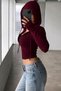 Rolly Zippered Lace-Up Hooded Cardigan Claret Red - 5