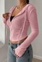Rolly Zippered Lace-Up Hooded Cardigan Pink - 6