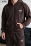 Minimalist Oval Logo Printed Light Brown Unisex Cardigan Jogger 2 Piece Set - 3