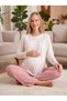New Season Ecru Pomegranate Flower Winter Design with Hidden Breastfeeding Feature Long Sleeve Maternity Pajama Set