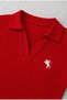 Red Long Sleeve Ribbed Polo Collar - 3