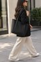 Black Women's Zipper Closure Shopper Hand and Shoulder Bag - 3