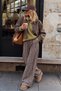Women's Plaid Patterned Wide Leg Palazzo Trousers Relaxed Fit Lz001 - 2