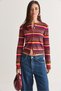 Women's Multi-Colored Striped Crew Neck Buttoned Fit Cut Knitwear Cardigan 5561 60286711 - 2