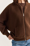 Women's Bitter Brown Stand Collar Pocket Detailed Zippered Bomber Knitwear Cardigan 2871 60286716 - 6