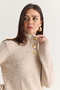 Women's Beige Shawl Collar Gold Button Detailed Knitwear Sweater 5178 60286707