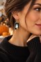 Halloween Halloween Ghost and Pumpkin Earrings – Handmade Polymer Clay Black Vintage Framed Dangle Earrings - 7