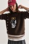 Women's Bitter Brown Teddy Appliqué Cross Embroidery Detailed Crew Neck Oversize Knitwear Sweater 5307 60286700 - 6