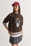 Women's Bitter Brown Teddy Appliqué Cross Embroidery Detailed Crew Neck Oversize Knitwear Sweater 5307 60286700 - 4