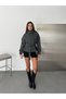 Buttoned Stand Collar Belted Jacket