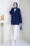 Women's Square Patterned Knit Cardigan - 4