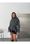 Buttoned Stand Collar Belted Jacket - 8