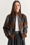 Women's Bitter Brown Diamond Patterned High Collar Zippered Shawl Collar Knitwear Cardigan 5243 60286702