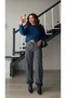 Blue Leopard Pattern Barrel Jean - 7
