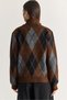 Women's Bitter Brown Diamond Patterned High Collar Zippered Shawl Collar Knitwear Cardigan 5243 60286702 - 6