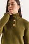 Women's Oil Green Shaded Turtleneck Sweater with Gold Button Detail 5178 60286707 - 5