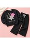Girl Shine Star! Star Print Beaded Appliqué Sweatshirt Tracksuit Top and Bottom Set
