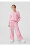 Colorful Embroidery Decorated Wide-Lettered 3-Yarn Non-Embroidered Bottom and Top Girls' Set