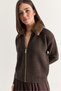 Women's Fur Collar Zippered Long Sleeve Knitwear Cardigan 2557 60286715 - 5