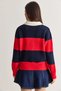 Women's Polo Collar Button Detailed Thick Striped Soft Textured Knitwear Sweater 2950 60286717 - 8