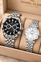 Women's Men's Lover Couple Wristwatch Set of 2 - Steel Band 3 Atm Water Resistant Japanese Movement - Stylish Gift Boxed Dke2121C8
