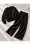 Girl's Stone - Black Color Shiny Detailed Tracksuit Set