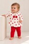 Baby Girl Set Heart Patterned Bowknot Ruffle 2-Piece Top and Bottom Set - 4