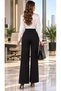 Women's Full Lycra Imported Crepe Fabric Wide Leg Palazzo Trousers-Black - 4