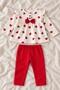 Baby Girl Set Heart Patterned Bowknot Ruffle 2-Piece Top and Bottom Set