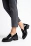 Moran belt detailed women's loafer flat black patent leather - 3