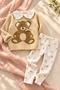 Girl's Teddy Bear Embroidered Baby Collar Knitwear Sweatshirt and Floral Patterned Leggings 2-Piece Set - 4