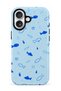 iPhone 16 Compatible - Blue Fishes, Double Layer Cover, Glossy Surface Protective Case