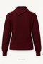 Women's Burgundy Asymmetrical Collar Side Buttoned Ribbed Knit Sweater - 2