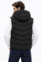 Men's Black Detachable Hooded Puffer Vest Thick Padded Winter Vest - 3